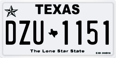 TX license plate DZU1151