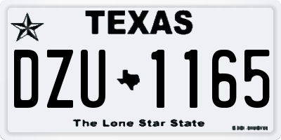 TX license plate DZU1165