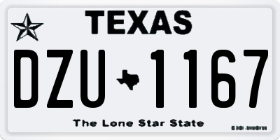 TX license plate DZU1167