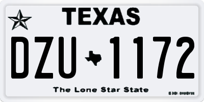 TX license plate DZU1172
