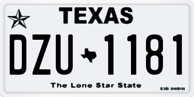 TX license plate DZU1181
