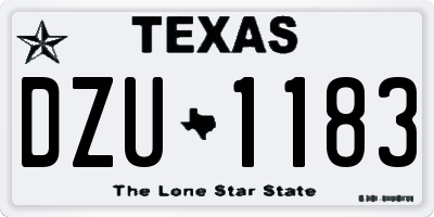 TX license plate DZU1183