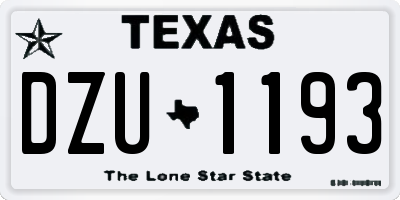 TX license plate DZU1193
