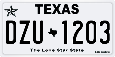 TX license plate DZU1203