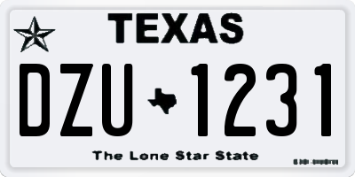 TX license plate DZU1231