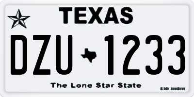 TX license plate DZU1233