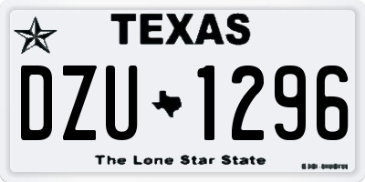 TX license plate DZU1296