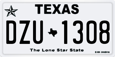 TX license plate DZU1308