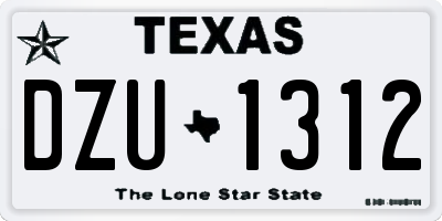 TX license plate DZU1312
