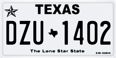 TX license plate DZU1402