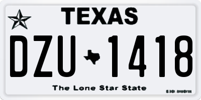 TX license plate DZU1418