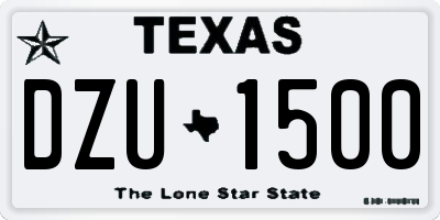 TX license plate DZU1500