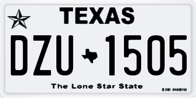 TX license plate DZU1505