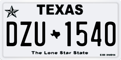 TX license plate DZU1540