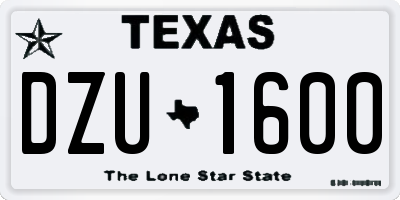 TX license plate DZU1600