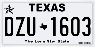 TX license plate DZU1603