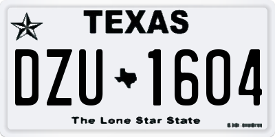 TX license plate DZU1604