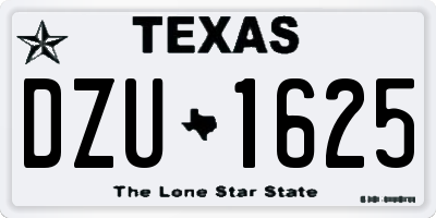 TX license plate DZU1625