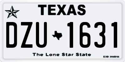 TX license plate DZU1631