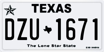 TX license plate DZU1671