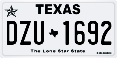 TX license plate DZU1692