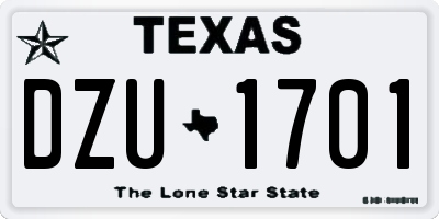 TX license plate DZU1701