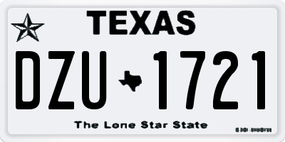 TX license plate DZU1721