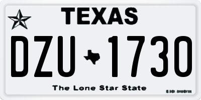 TX license plate DZU1730