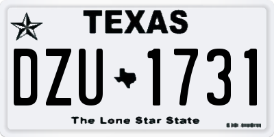 TX license plate DZU1731