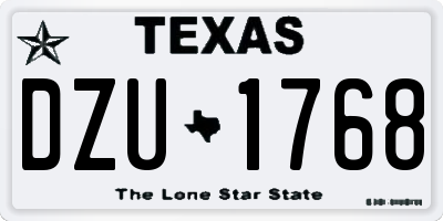 TX license plate DZU1768