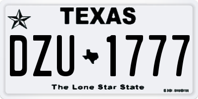 TX license plate DZU1777