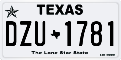TX license plate DZU1781