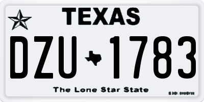 TX license plate DZU1783