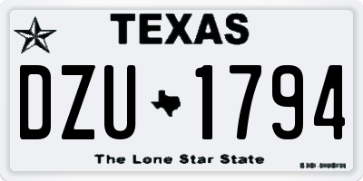 TX license plate DZU1794