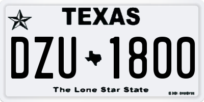 TX license plate DZU1800