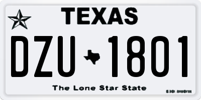 TX license plate DZU1801