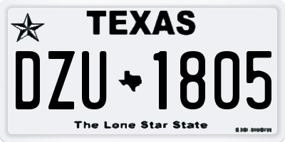 TX license plate DZU1805