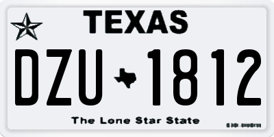 TX license plate DZU1812