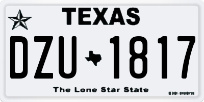 TX license plate DZU1817