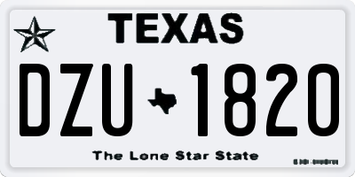 TX license plate DZU1820