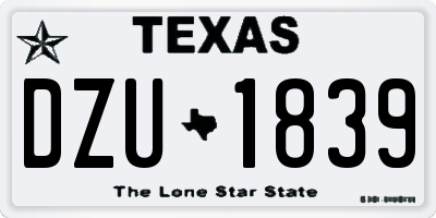 TX license plate DZU1839