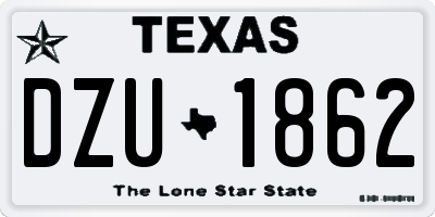 TX license plate DZU1862