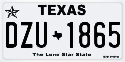 TX license plate DZU1865
