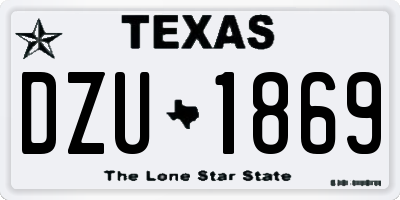 TX license plate DZU1869