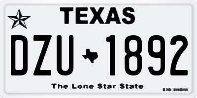 TX license plate DZU1892