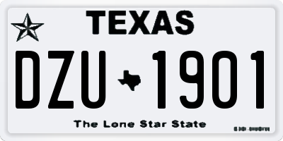 TX license plate DZU1901