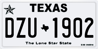 TX license plate DZU1902
