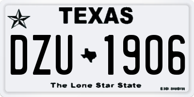 TX license plate DZU1906