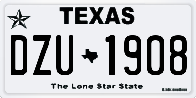 TX license plate DZU1908