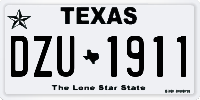 TX license plate DZU1911